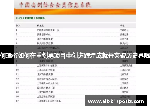 何瑋桁如何在重剑男项目中创造辉煌成就并突破历史界限